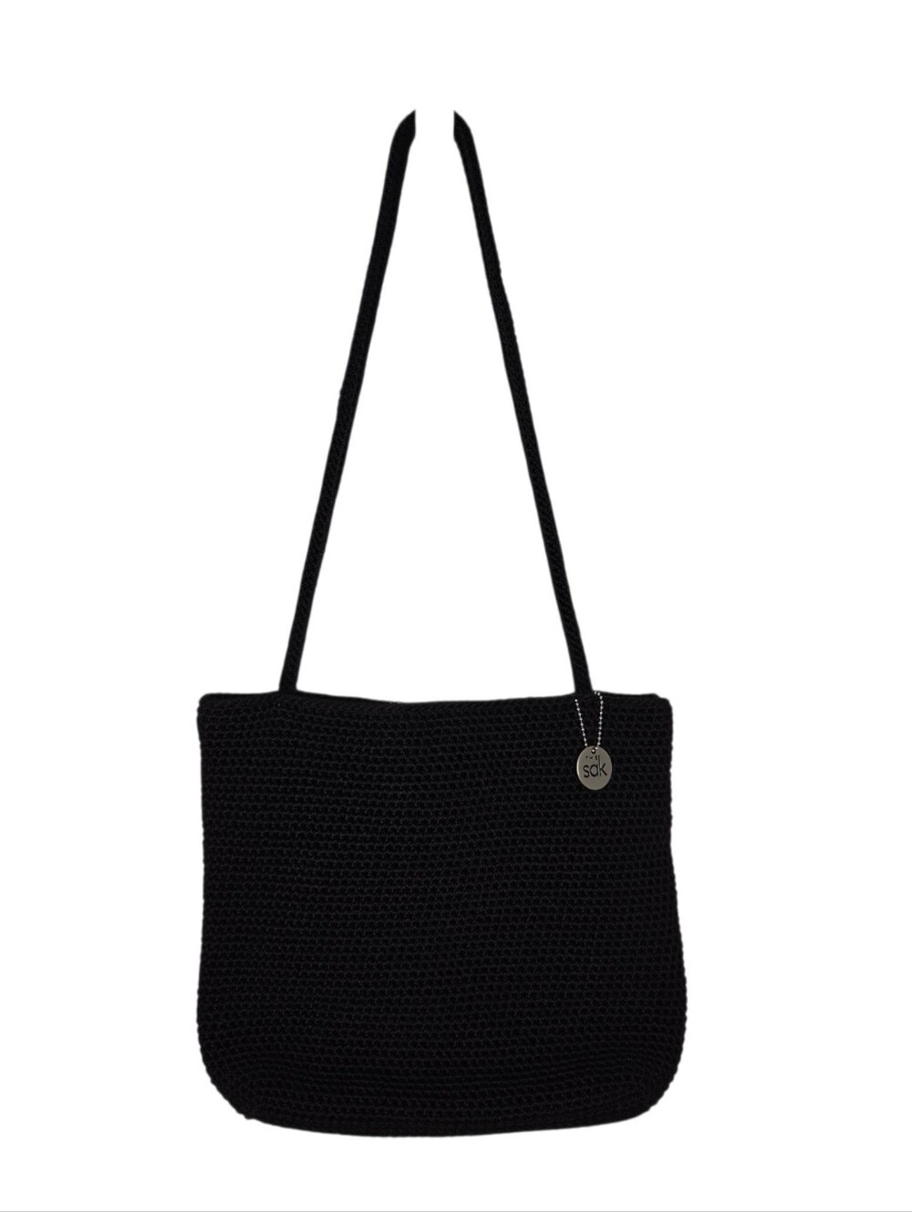 The Sak Original Black Crochet Double Strap Shoulder Tote Bag
